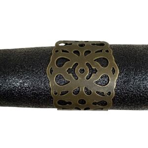 Boho Cuff Bracelet Bronze Tone Openwork Floral Design Statement Jewelry Size 7